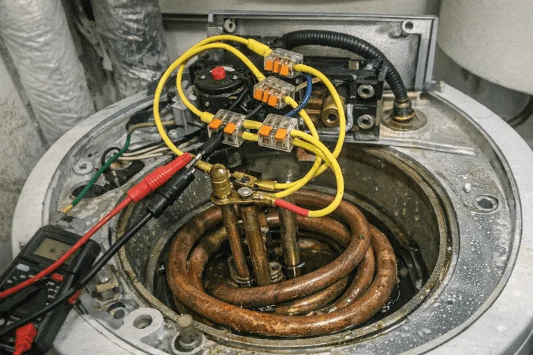 Reparatur am geöffneten Warmwassersystem